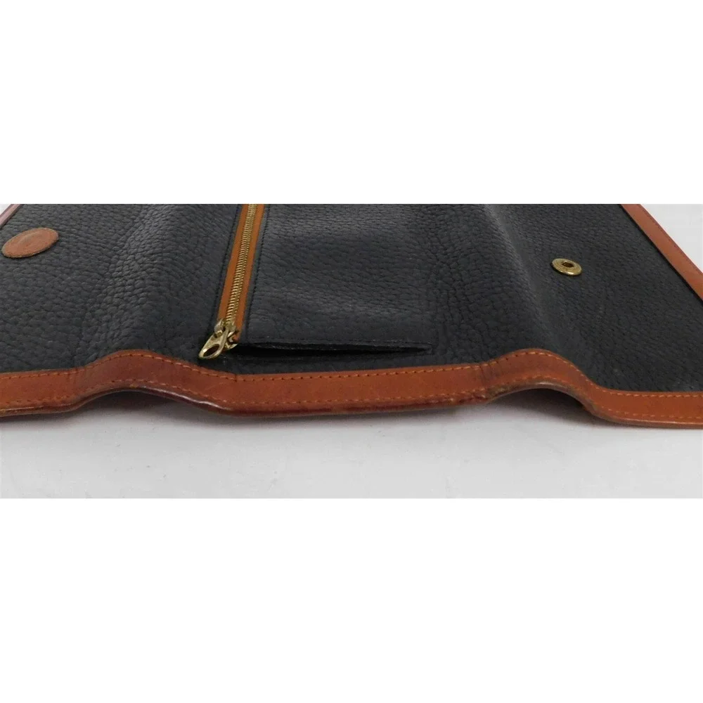Dooney & Bourke Black British Brown Leather Large‎ Clutch Wallet